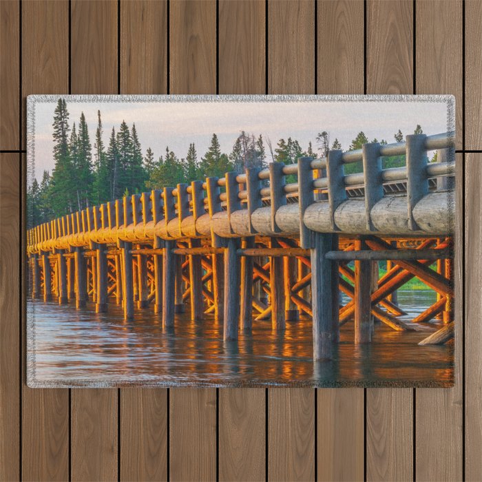 Yellowstone National Park Fishing Bridge Print Outdoor Rug