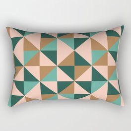 Retro Triangles in Blush Pink, Gold, and Teal Rectangular Pillow