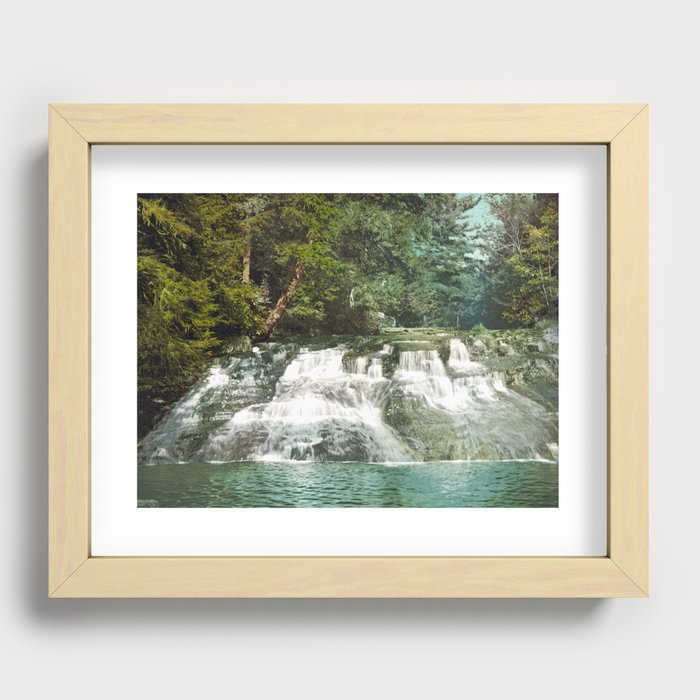 Paradise Falls - Pocono Mountains Pennsylvania - Circa 1900 Photochrom Recessed Framed Print