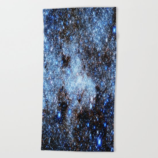 gAlaxY : Blue Sparkle Stars Beach Towel