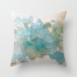 Ocean Hue Sea Glass Deko-Kissen | Curated, Digital, Color, Photo, Oceanglass, Tempered, Seafoam, Beachtreasure, Turquise, Blue 