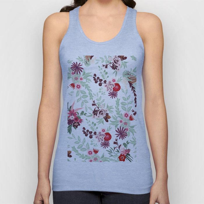 Abstract red pastel green pink country floral pattern Tank Top