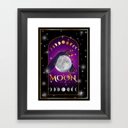 Witchcraft ritual with full moon and waxing waning moon phases Framed Art Print