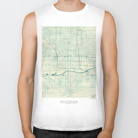 Phoenix Map Blue Vintage Biker Tank