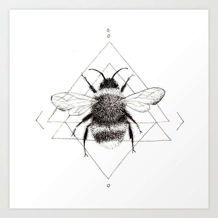 Minimalist Bee in the Garden Art Print