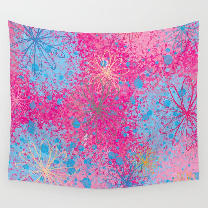 Pink & Blue Splash Wall Tapestry