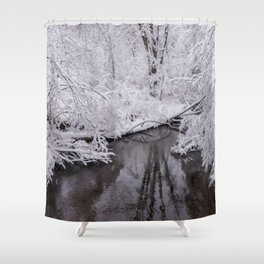 Winter Stream( Black and White Color Photograph) Shower Curtain