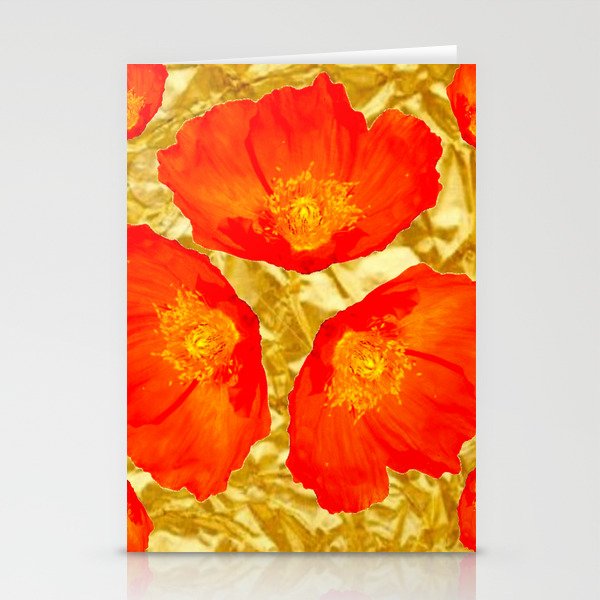 GOLD FOIL SETTING FOR ORANGE POPPIES Stationery Cards