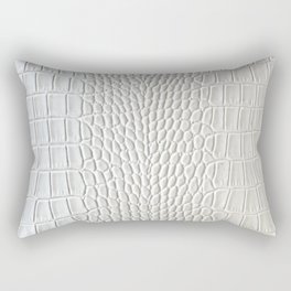 White Crocodile Alligator Leather Print Rectangular Pillow