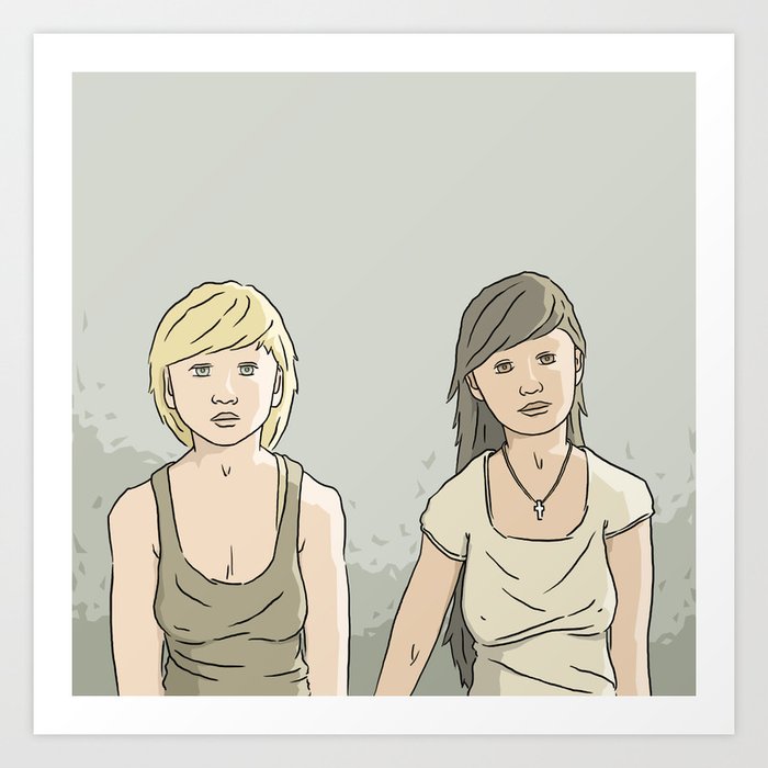 Two girls Art Print | Drawing, Digital, Girls, Love, Friendship, Lgbt, Holdinghands, People, Humans, Illustration