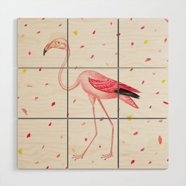 Pink Confetti Flamingo Wood Wall Art