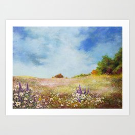Meadow Wildflowers Acrylic Painting Art Print