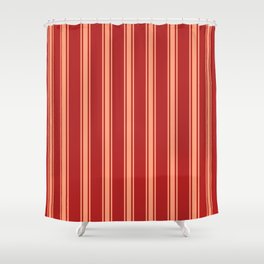 [ Thumbnail: Red & Light Salmon Colored Lines Pattern Shower Curtain ]