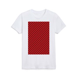 Red and Black Diagonal Stripes Kids T Shirt