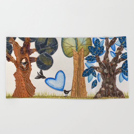 Birds in love Beach Towel