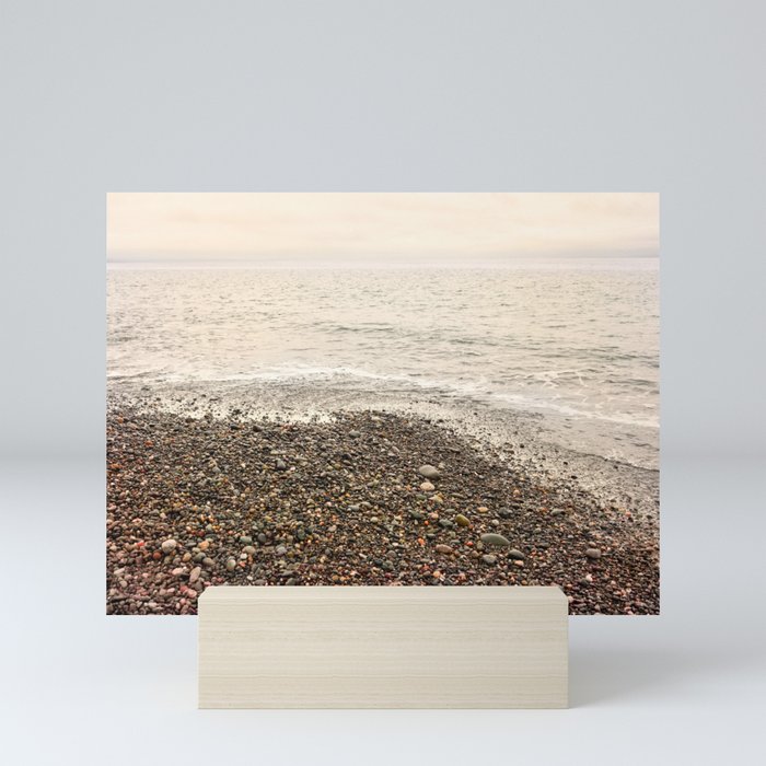 Dungeness Shoreline, Pebble Beach, Washington Seascape, Juan de Fuca, Coastal Photography Mini Art Print
