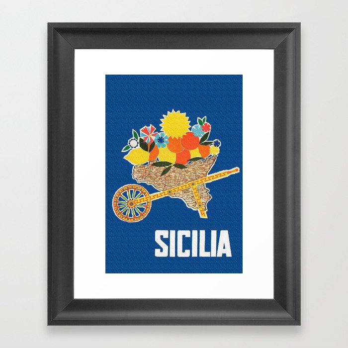 Sicilia - Sicily Italy Vintage Travel Framed Art Print
