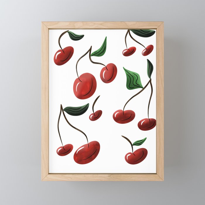 Cheerful Cherries Framed Mini Art Print