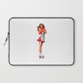 Sexy Brunette Pin Up With Icecream Skates And Maid Dress Laptop Sleeve