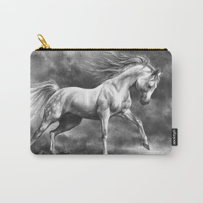 Running white horse - equine art Carry-All Pouch