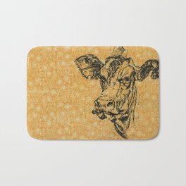 Screen Print Cow 1 Bath Mat | Illustration, Animal, Nature, Vintage 