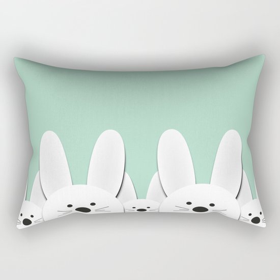 Spying Bunnies Rectangular Pillow