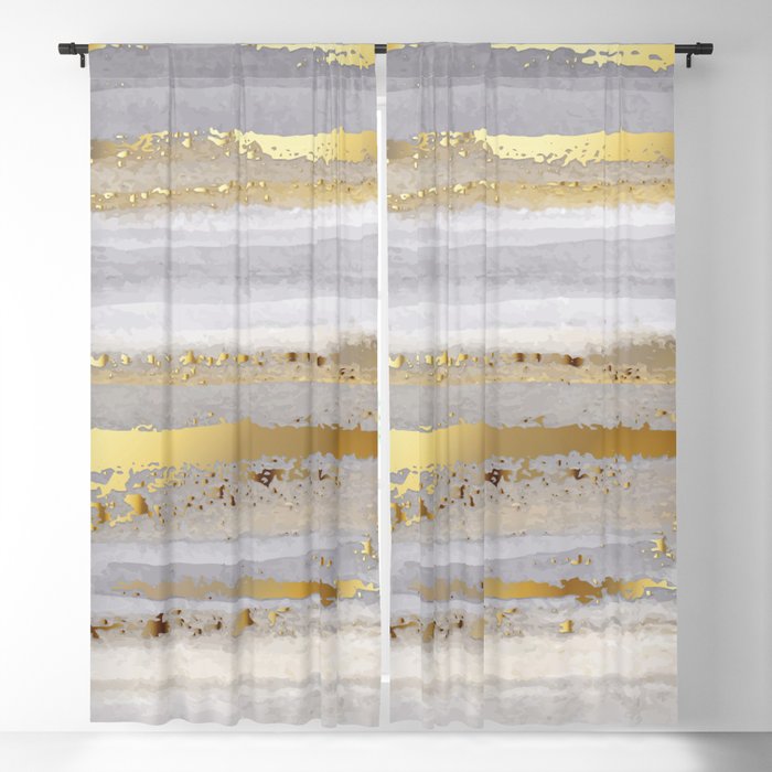 Luxury grey watercolor and gold texture Blackout Curtain