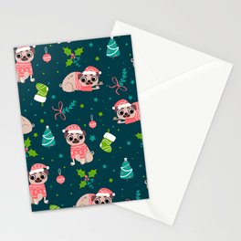 Pug Christmas Pattern Stationery Card