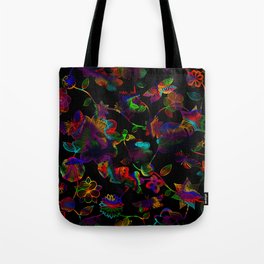 Butterfly Garden - Rainbow on Black Tote Bag