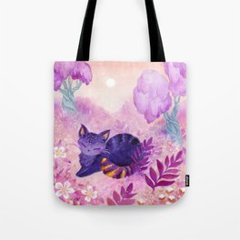 Lavender Cat in Wonderland Tote Bag