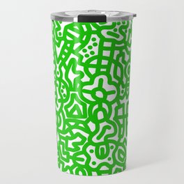 Lime Green on White Doodles Travel Mug