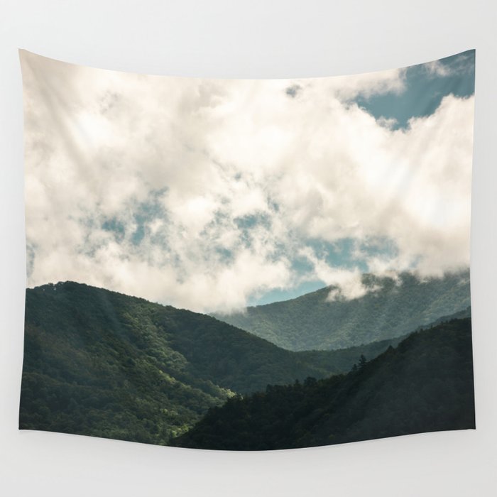Forest In The Clouds - Mountain Wanderlust Wall Tapestry