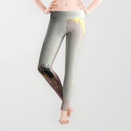 Sunrise [2]: a bright, colorful abstract piece in pink, gold, black,and white Leggings