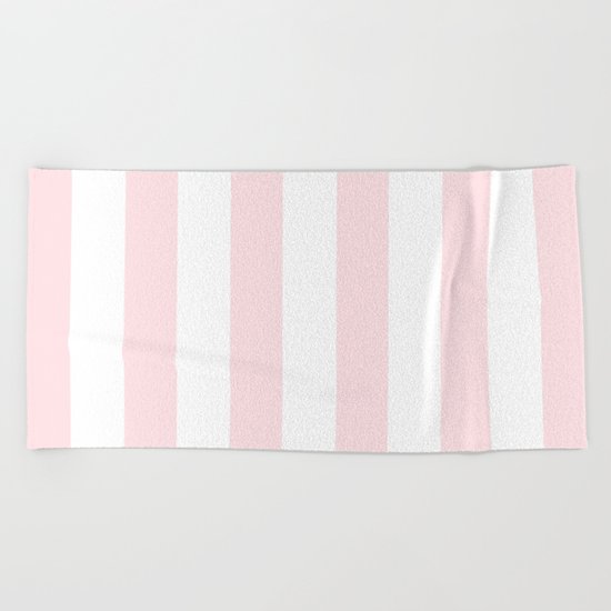 Simply Vertical Stripes Flamingo Pink on White Beach Towel