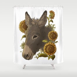 donkey adorned with sunflower flowers Shower Curtain