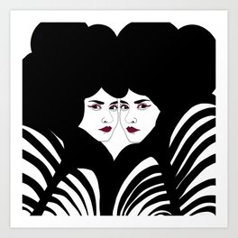 Gemini Zodiac Sign - Twins - Black and White #decor #society6 #buyart Art Print