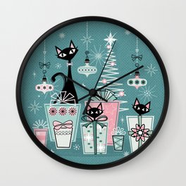 Vintage Kitty Christmas II sxs6- ©studioxtine Wall Clock