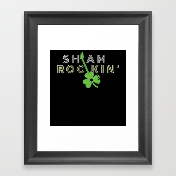 Sham Rocking Guitar Shamrock Saint Patrick's Day Framed Art Print