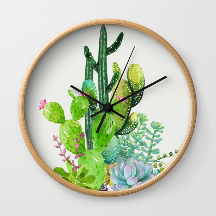 Cactus Garden II Wall Clock