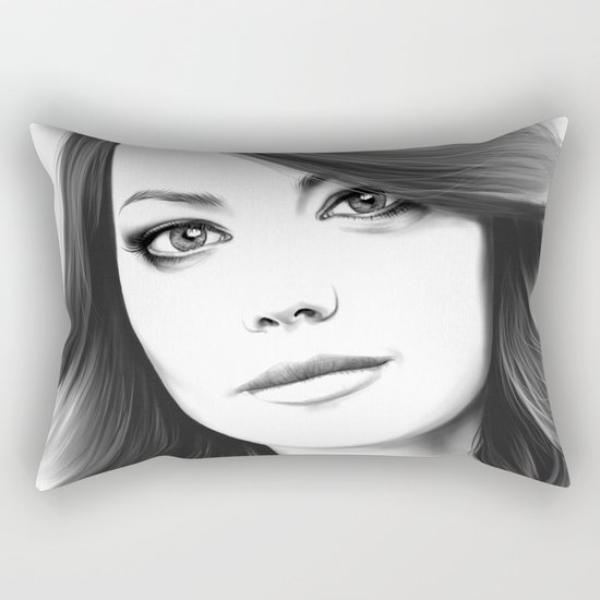 Emma Stone minimalist digital portrait Rectangular Pillow