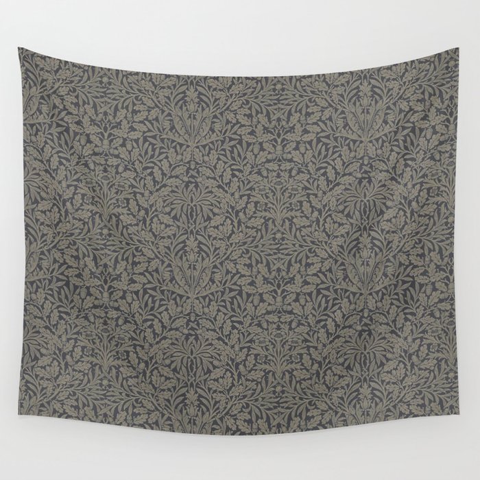 William Morris Acorn Pure Charcoal Gilver Wall Tapestry