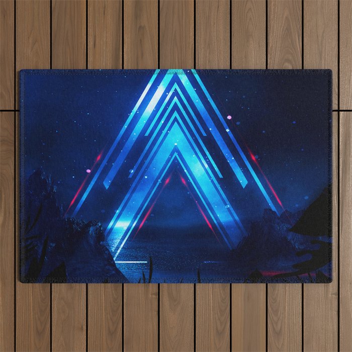 Neon landscape: Blue Triangle Outdoor Rug