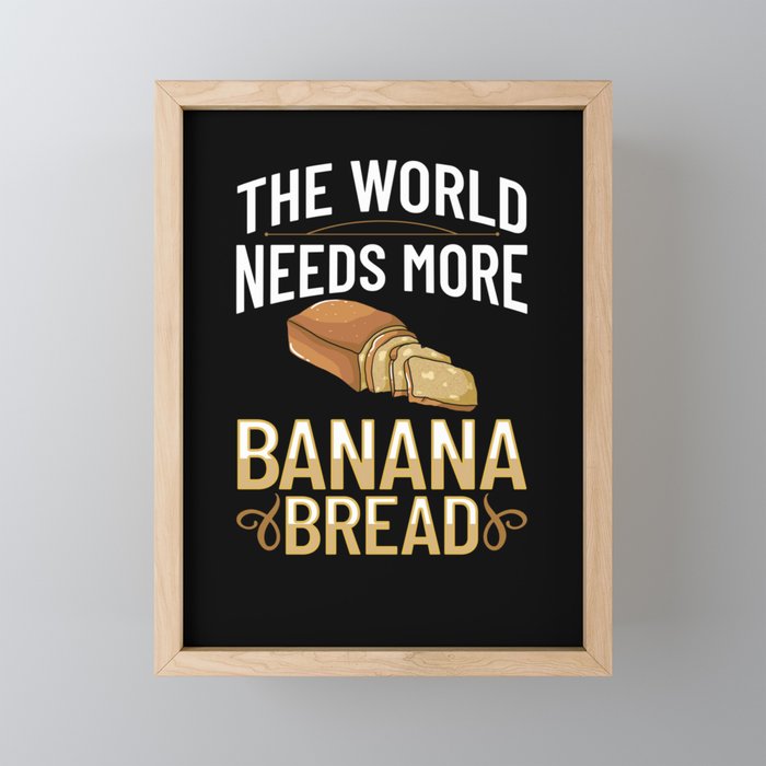 Banana Bread Recipe Chocolate Chip Nuts Vegan Framed Mini Art Print