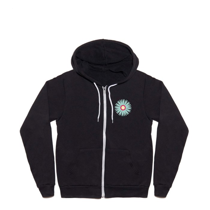 Retro Flower in light blue, pink and yellow Full Zip Hoodie