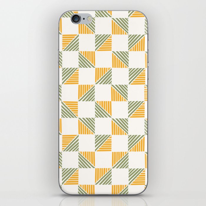 Abstract Shape Pattern 17 in Sage Green Mustard Yellow iPhone Skin