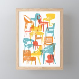 Midcentury Modern Chairs in Bright Retro Colors Framed Mini Art Print