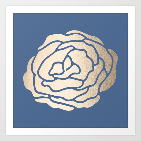 Rose White Gold Sands on Aegean Blue Art Print