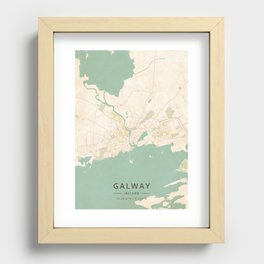 Galway, Ireland - Vintage Map Recessed Framed Print
