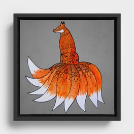 Kitsune, the Nine-Tailed Fox Framed Canvas