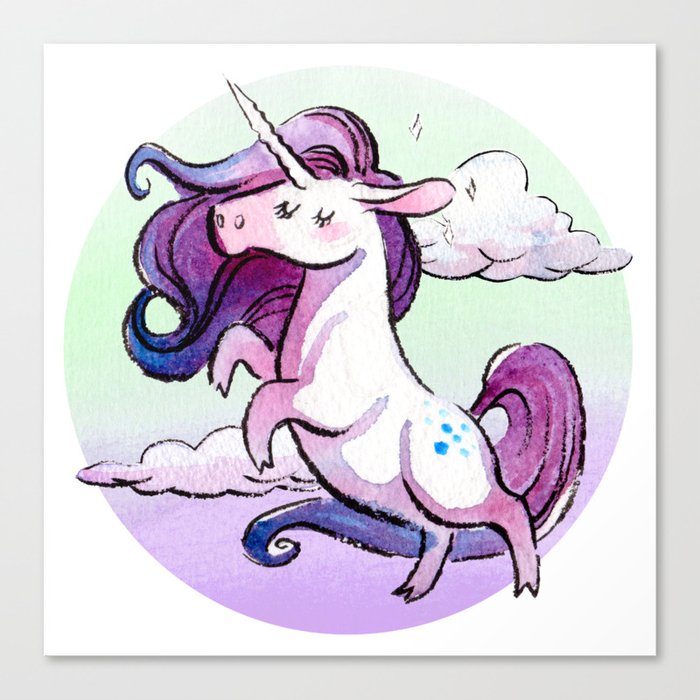 Chubby Unicorn Indigo Canvas Print By Ladyfawn Society6